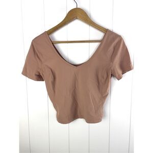 COPY - Lululemon Women’s Athletic Top Align Tee Beige Crop Scoop Nulu Yoga Pila…